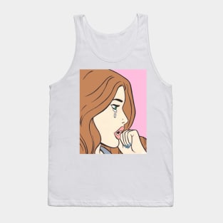 Brunette Crying Comic Girl Tank Top